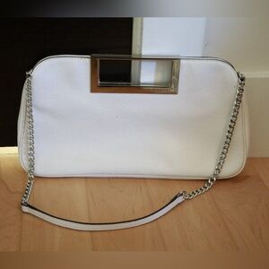 Michael Kors White Purse with Silver Chain